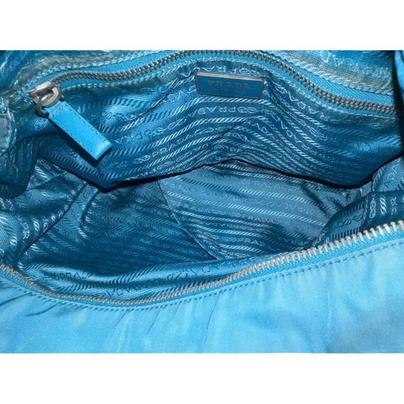 Prada Teal Tessuto Nylon with Leather Handles and Trim Tote, GUC vintage - Picture 7 of 13